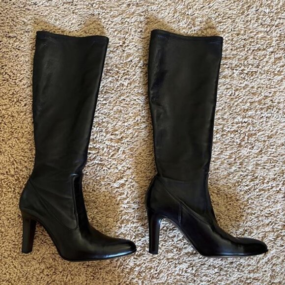 Cole Haan Nydia Tall Stretch Leather Boots Black Sz 10M/10B - Picture 4 of 16
